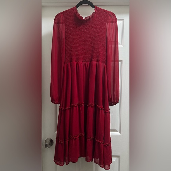 Dresses & Skirts - Elegant Red Chiffon Dress